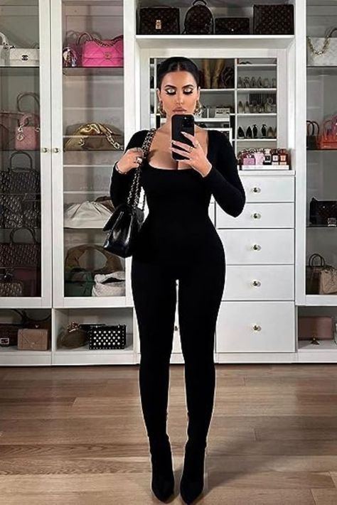 Jumpsuit Outfit Winter, Amra Olevic, Black Jumpsuit Outfit, Club Romper, Stylish Women Fashion, Jumpsuit Outfit, Insta Models, Long Sleeve Jumpsuit, Long Sleeve Bodycon