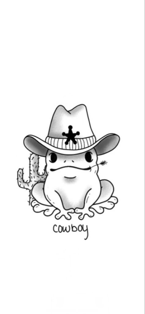 Toad With Cowboy Hat Tattoo, Worm With Cowboy Hat Tattoo, Cowboy Frog Tattoo Matching, Dino With Cowboy Hat Tattoo, Cute Tattoos Animals, Animals With Cowboy Hats Tattoo, Cowboy Frog Drawing, Frog With Hat Tattoo, Frog With Cowboy Hat Tattoo