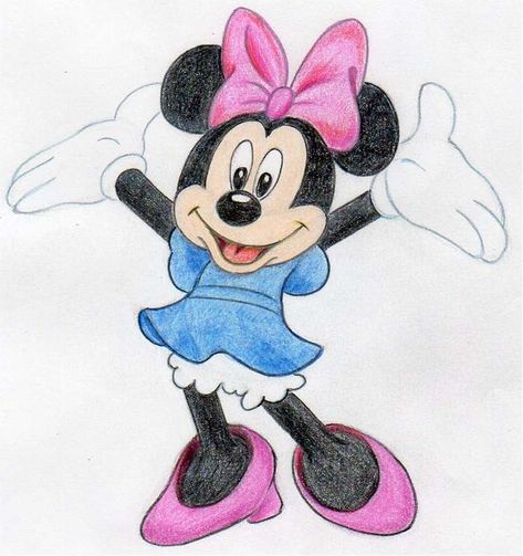 How To Draw Minnie Mouse: www.easy-drawing-and-sketches.com Animation Character Drawings, Minnie Mouse Cartoons, Minnie Mouse Drawing, Mouse Sketch, Cartoon Drawings Sketches, Disney Character Drawings, Disney Character Drawing, Cartoon Drawings Of People, Cartoon Drawings Disney