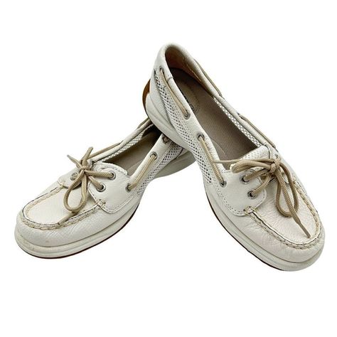 Sperry Top-Sider Laguna White Open Mesh Leather Womens Sz 7 1/2 M Boat Shoe New Leather Upper, Balance Man-Made White Leather Camel Tan Lacing Accents Size: 7 1/2 M Condition: New With Box 081924 3082 26 Colors May Vary Due To Differences In Monitor Calibrations And Photo Lighting. Open To Bundles And Reasonable Offers. Smoke-Free Pet Friendly Home. Thank You For Shopping My Closet! Casual, Summer, Spring, Fall, Dailywear, Vacation, Boho, Indie, Retro, Comfort, Hippie, Mocs, Accents, Driving, Active Wear, Classic, Preppy Womens Boat Shoes, Classic Preppy, Boat Shoe, Sperry Top Sider, Sperry Shoes, Top Sider, Photo Lighting, Sperrys, White Leather