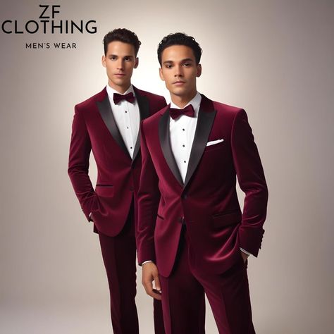 Suit For Men Stylish, 2 Piece Suit For Men, Velvet Tuxedo, Burgundy Suit, Suit For Men, Tailored Suit, Velvet Suit, 2 Piece Suit, Body Measurement