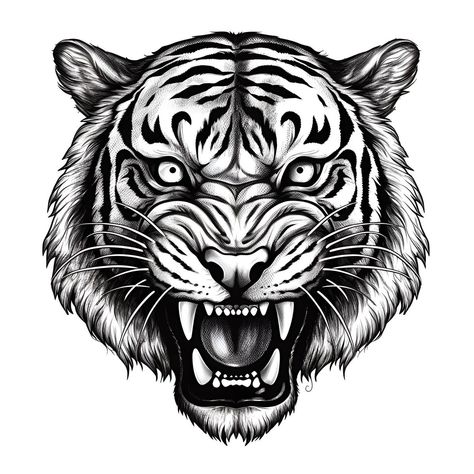 Tattoo Designs Tiger, Traditional Tiger Tattoo, Tiger Face Tattoo, Tiger Head Tattoo, Big Cat Tattoo, Design Dragon, Tiger Tattoo Design, Clever Tattoos, Pencak Silat