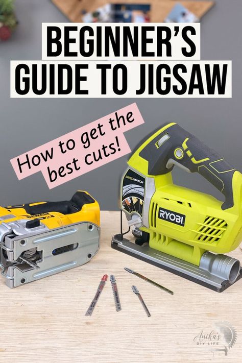 How to use a Jigsaw - A complete Guide For Beginners - Anika's DIY Life Diy Jigsaw Projects, Kreg Jig Projects, Jigsaw Projects, Woodworking Jigsaw, Woodworking Basics, Wood Projects For Beginners, Small Woodworking Projects, Easy Wood Projects, Scrap Wood Projects