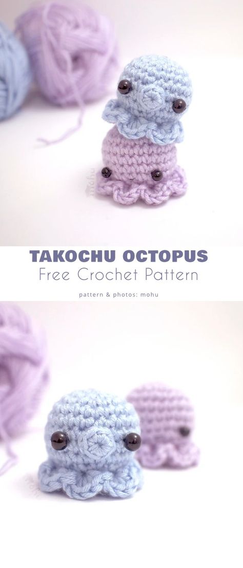 Little Octopus Free Crochet Patterns Crochet Beginner Animals, Easy Amigurumi Octopus, Crotchet Patterns Octopus, Beginner Crochet Jellyfish, Easy Jellyfish Crochet, Free Amigurumi Patterns Octopus, Easy Crochet Octopus For Beginners, How To Make Crochet Octopus, Easy Crochet Creatures