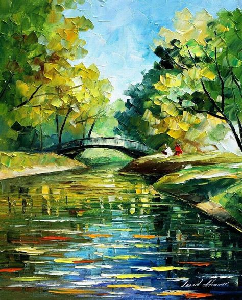 Simple Oil Painting, Leonid Afremov, Palette Knife Art, Beautiful Oil Paintings, Impasto Painting, Knife Painting, Palette Knife, Oil Painting Landscape, Art Movement