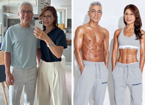 Meet the Korean Couple, 61 & 56, Who Started Working Out Together and Proved That a Healthy Couple Stays Together / Bright Side Couple Working Out, Work Out Body Goals, Meet Cute Aesthetic, Couple Transformation, Couples Working Out Together, Body Inspirations Fitness, Fit Couples Pictures, Korean Fit Body Goals, Couple Working Together