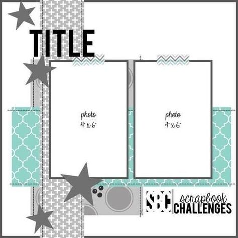 Scrapbook Sketches 12x12, Scrapbook Design Layout, Scrapbook Challenges, Scrapbook Design, Scrapbook Pictures, 12x12 Scrapbook Layouts, Picture Layouts, Simple Scrapbook, Scrapbook Layout Sketches