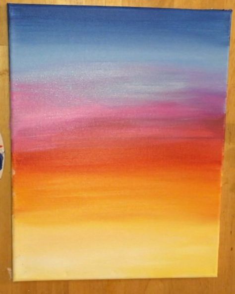 East Sunset Painting, Simple Sunset Watercolor Painting, Beach Sky Painting, Painting Sunsets With Acrylics, How To Paint A Sunrise, Sunset Background Painting, Watercolor Sunset Easy, Sunrise Painting Simple, Simple Sunset Painting