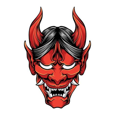 Free vector red oni mask isolated on whi... | Free Vector #Freepik #freevector #japanese-mask #evil-face #demon #devil Red Oni Mask, Mascara Hannya, Folklore Poster, Mascara Oni, Oni Mask Tattoo, Oni Tattoo, Hannya Mask Tattoo, Demon Mask, Mask Drawing