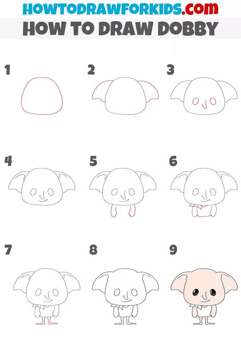 Harry Potter Characters Drawings Easy, How To Draw Harry Potter Characters, Dobby Drawing Easy, How To Draw Harry Potter, Harry Potter Drawings Easy, Harry Potter Drawing, Harry Potter Art Drawings, Harry Potter Painting, Halloween Stencils