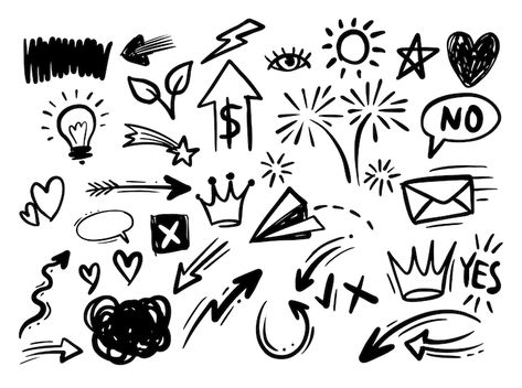 Visual Note Taking, Doodle Background, Hand Doodles, Yearbook Design, Graffiti Doodles, Doodle Design, Hand Drawn Icons, Graphic Design Elements, Cartoon Tattoos