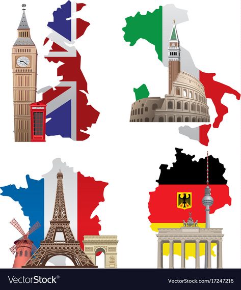 Europe Landmarks, France Italy, Map Vector, Everyday Objects, Creative Thinking, Eiffel Tower, Adobe Illustrator, Vector Free, Vector Images