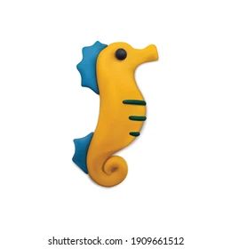 Plasticine modeling clay sea summer composition with colorful sea horse figure vector illustration Clay Seahorse, Plasticine Clay, Animal Pottery, Clay Art For Kids, Solar System Model, Clay Inspo, Clay Moulding, Homemade Clay, Stick Crafts