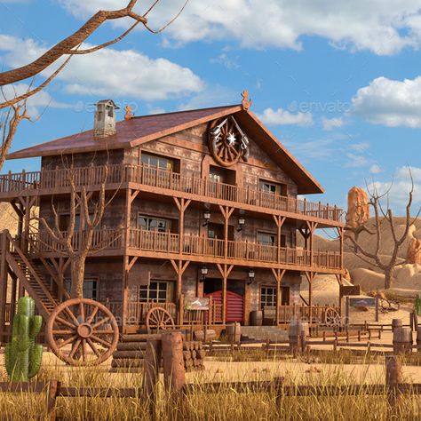 Old Western Towns Drawing, Wild West Architecture, Western House Exterior, Western Environment, Western Houses, Western Buildings, Western Village, Western Architecture, Environment Architecture