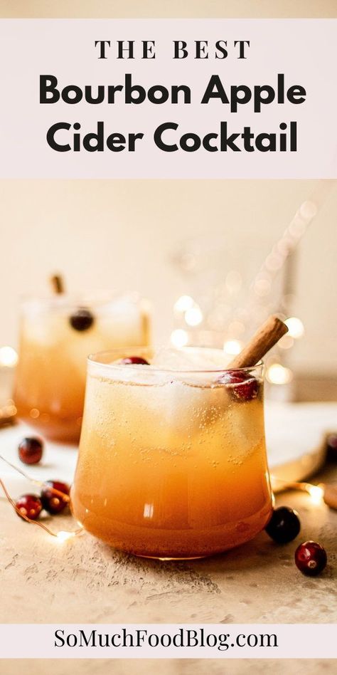 This bourbon apple cider fizz cocktail is the perfect cocktail for your next holiday gathering. Apple Cider Reduction, Easy Winter Cocktails, Autumn Beverages, Cider Cocktail Recipes, Apple Cider Syrup, Bourbon Apple Cider, Thanksgiving Cocktail Recipes, Cider Cocktail, Bourbon Cocktail Recipe