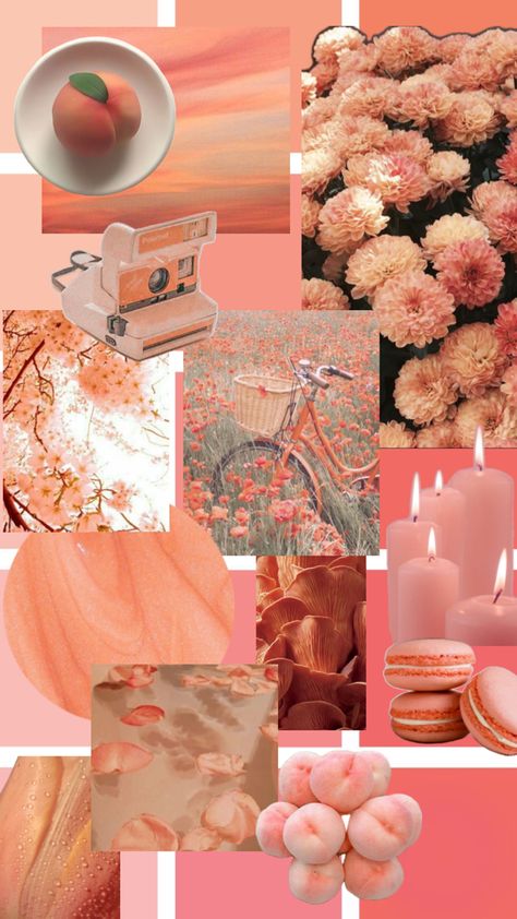 Peach Collage #peach #color #peachaesthetic #wallpaper #lockscreen Peach Collage, Peach Aesthetic, Color Collage, Peach Color, Collage, Color