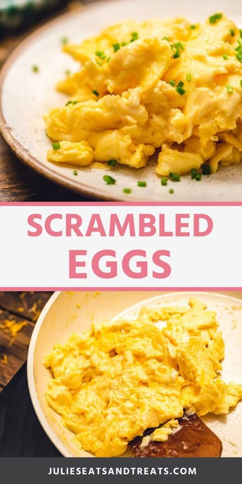 Wondering how to get perfectly soft, light and fluffy scrambled eggs and home? This is the perfect cooking method for the best scrambled eggs. With helpful tips and tricks you will get perfect fluffy eggs every single time! #scrambled #eggs Easy Scrambled Eggs, Cheesy Scrambled Eggs, Best Scrambled Eggs, Fluffy Scrambled Eggs, Scrambled Eggs Recipe, Cheesy Eggs, Favorite Breakfast Recipes, Eggs Breakfast, Baked Bacon