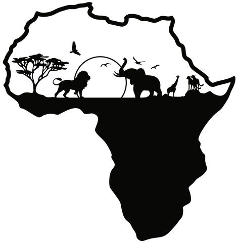 Painting Ideas Wall, Africa Silhouette, Africa Drawing, Africa Tattoos, Wall Painting Ideas, African Tattoo, Afrique Art, Tree Coloring Page, Home Tattoo