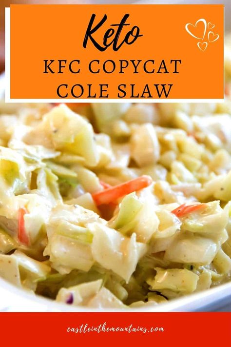 Coleslaw and BBQ just go together and KFC makes the best Coleslaw around. This low carb, Keto friendly version will make you forget all about your diet and let you enjoy your dinner! At 2 net carbs per cup you can enjoy a healthy serving and stay on track with your weight loss goals. Plus, it only takes ten minutes to make! #healthyweightloss #ketoKFCcoleslaw #ketodietsides #easyketosides Keto Kfc, Copycat Coleslaw, Keto Cole Slaw, The Best Coleslaw, Keto Coleslaw, Best Coleslaw, Kfc Coleslaw Recipe, Low Carb Bbq Sauce, Keto Salads