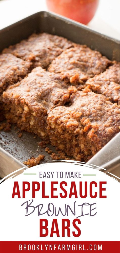 Made With Applesauce, Apple Cinnamon Brownies, Applesauce Bars Healthy, Dessert Using Applesauce, Dessert Made With Applesauce, Applesauce Desserts Easy, Desserts With Apple Sauce, Apple Sauce Baked Goods, Applesauce Baked Goods