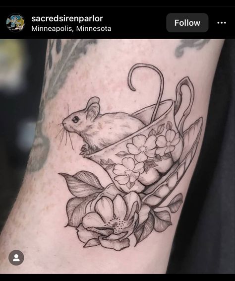 Mouse Tattoo Design, Teapot Tattoo, Mouse Tattoo, Teacup Tattoo, Rat Tattoo, Mouse Tattoos, Witch Tattoo, Парные Тату, Gorgeous Tattoos