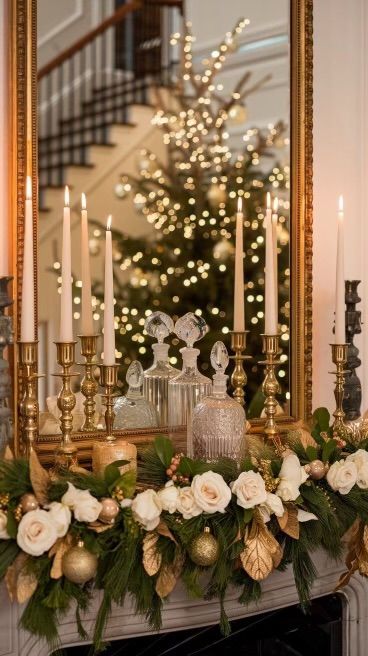 Parisian Christmas, Luxury Christmas Decor, Victorian Christmas Decorations, Mantle Decorations, Chic Christmas Decor, French Country Christmas, Southern Christmas, Holiday Aesthetic, Elegant Christmas Decor