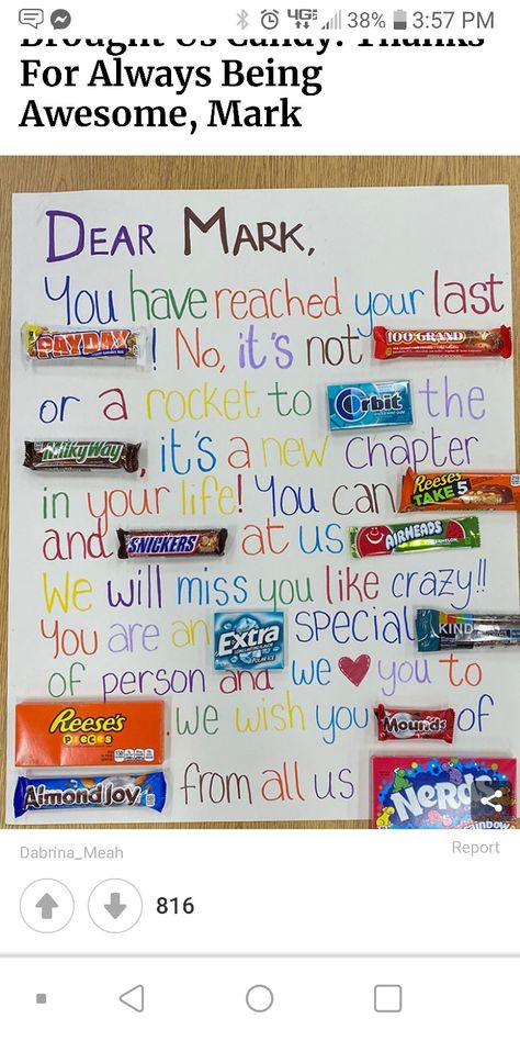 Retirement Candy Boards, Good Bye Party Ideas Coworker, Retirement Candy Bar Poster, Diy Retirement Gift Ideas, Candy Poster Board, Birthday Candy Poster, Retirement Candy, Candy Posters, Candy Birthday Cards