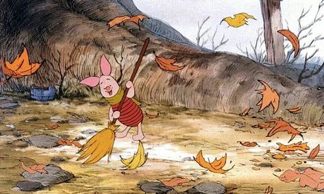 Piglet Winnie The Pooh, Winnie The Pooh Pictures, Leaves Falling, Winnie The Pooh Friends, Old Disney, Disney Aesthetic, Animation Screencaps, Pooh Bear, Old Cartoons