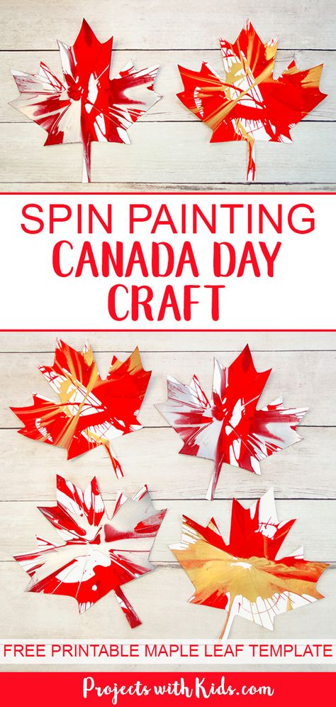 Kids of all ages will have tons of fun spin painting and making cool patterns with this Canada Day craft. An easy project for preschool kids to make on their own and an awesome process art project for kids of all ages! Click through to get your free maple leaf template. #artprojectsforkids #canadaday #spinpainting #preschool #projectswithkids Canada Day Crafts, Spin Painting, Canada Day Party, Arts And Crafts For Teens, Fall Art Projects, Art Projects For Kids, Art And Craft Videos, Leaf Template, Cool Art Projects