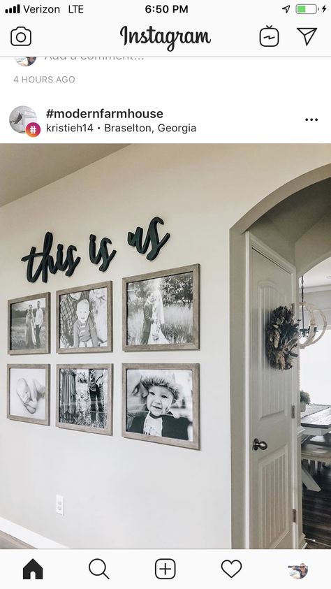 Family Photos Wall Decor, Picture Wall Living Room, Family Photo Wall, Photo Room, Family Wall Decor, Living Room Decor Colors, Farmhouse Inspiration, Picture Frame Decor, Farmhouse Bedroom Decor