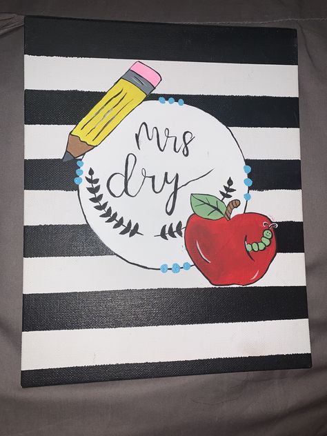 Teacher Painting Canvas Classroom, Teacher Painting, Fun Math Activities, My Teacher, Mini Canvas Art, Mini Canvas, Elementary Teacher, Diy Canvas Art, Fun Math