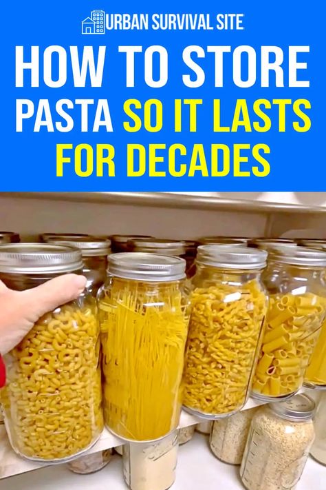 The main enemies of dry pasta are moisture, heat, light, oxygen, and insects. Without these, it should last for many years. Preparedness Plan, Pasta Storage, Food Grade Buckets, Emergency Preparedness Food Storage, Survival Food Storage, Dry Pasta, Preppers Pantry, Emergency Preparedness Food, Home Canning Recipes