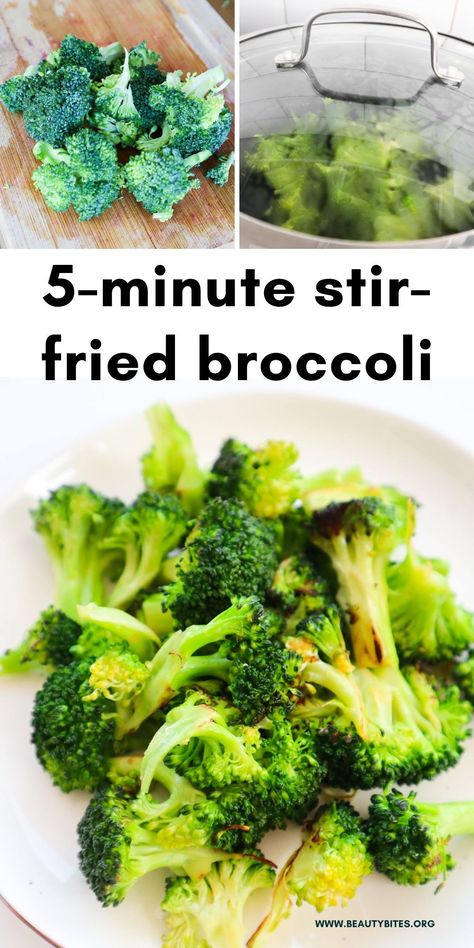 5-minute easy stir-fried broccoli recipe! If you don’t know how to cook broccoli, so that they don’t end up soggy - this is what you need! How To Fry Broccoli, Stir Fry Broccoli Recipe, Fried Broccoli Recipes, Stir Fry Broccoli, Cook Broccoli, Roasted Mediterranean Vegetables, Easy Roasted Vegetables, Beauty Bites, How To Cook Broccoli