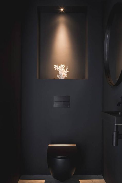 Luxury Small Toilet, Luxe Toilet, Wc Black, Black Wc, Toto Bidet, Luxury Toilet, Wc Design, Small Toilet Room, Black Toilet