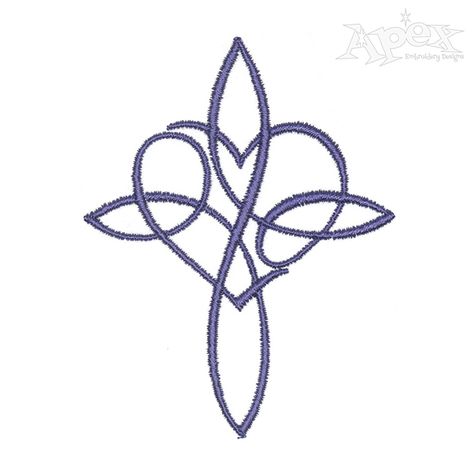 Infinity Cross Heart Embroidery Design Cross Symbol Design, Infinity Cross Heart Tattoo, Infinity Cross Tattoo, Cross Heart Tattoos, Heart Embroidery Designs, Celtic Knot Tattoo, Infinity Cross, Irish Symbols, Irish Tattoos