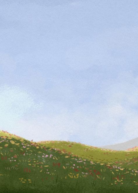 Easy Aesthetic Landscape Painting, Flowers Background Painting, Nature Backgrounds Drawings, Nature Illustration Background, Flower Illustration Background, Flower Background Illustration, Field Flowers Illustration, Field Of Flowers Illustration, Wildflower Field Drawing