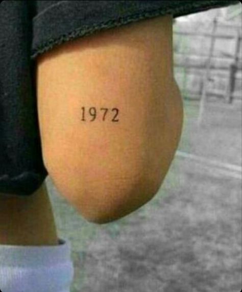 Year Fonts Tattoo, Small Tattoos Year, Year Tattoo On Back Of Arm, Year Tattoo On Knee, Year Font Tattoo, Small Years Tattoo, Fine Line Year Tattoos, Year Arm Tattoo, Tattoo For My Father