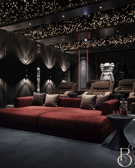 LUXURIOUS CINEMA ROOM DESIGN FROM BASE9 STUDIO! on Behance Cinema Room Design, Basement Theater, Teen Hangout, Home Theater Room Design, Theater Rooms, Theater Room Design, Hangout Room, Theater Design, Home Cinema Room