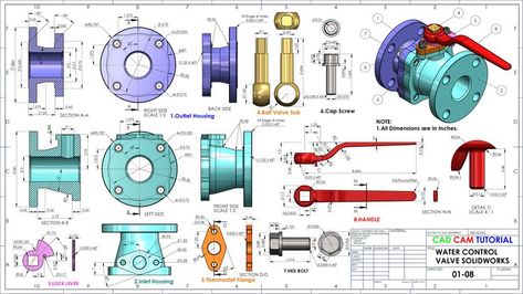 Design of Water Control Valve in Solidworks | Exploded View Solidworks Projects Assembly, Catia Assembly Drawings, Solidworks Drawings Assembly, Assembly Drawing Mechanical, Solidworks Projects, Solidworks Drawings, Autocad Isometric Drawing, Cad Cam Design, Minimalist Desktop Wallpaper