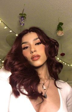 Burgundy Hair Curly, Cute Hair Dye Ideas For Curly Hair, Curly Burgundy Hair, Hair Dye Inspiration, Burgundy Curly Hair, Wine Hair, Red Hair Inspo, Burgundy Hair, Rare Breed