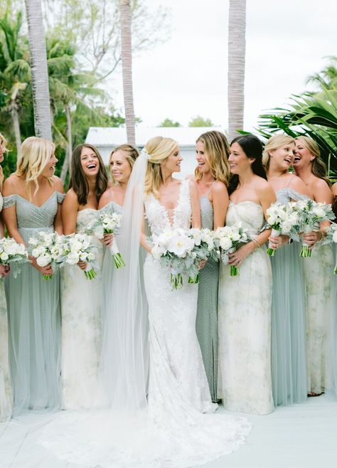 Bridesmaid Dresses Different Styles Mismatched, No Matching Bridesmaid Dresses, Alternating Color Bridesmaid Dresses, Ocean Green Bridesmaid Dresses, Green Bridesmaid Dress Beach Wedding, Spring Bridesmaid Dresses Colors Mismatched, Beachy Boho Bridesmaid Dresses, Two Toned Bridesmaid Dresses, Sachin & Babi Bridesmaid