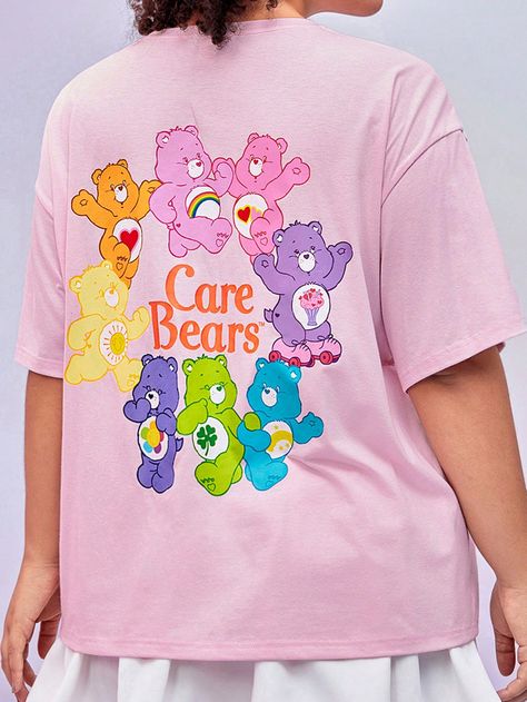 SHEIN X Care Bears Plus Size Casual Cartoon Bear & Letter Print Drop Shoulder T-Shirt, SummerI discovered amazing products on SHEIN.com, come check them out! Casual Halloween, Rose Bonbon, Animal Cartoon, Cartoon Bear, Tie Dye Shorts, Bear T Shirt, Care Bear, Kids Hair Accessories, Care Bears