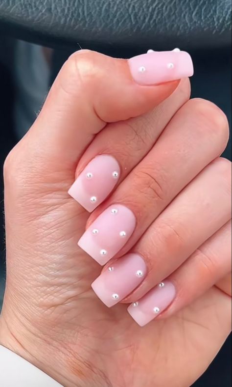 I do not own this photo:) Matt Pink Nails with white pearls #nails #pinknails #pearl Matt Pink Nails, Pink Nails With Pearls, Pink Pearl Nails, Pearls Nails, Nails With Pearls, Nails With White, Pearl Nails, Pink Pearl, White Nails