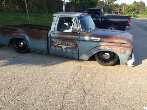 20x8.5 Coys C33 with 5.5" backspacing. F100 Rat Rod, Rat Rod Trucks, Chevy Trucks Older, Old Dodge Trucks, Office Jewelry, Hot Rod Pickup, Bagged Trucks, Patina Paint, Dually Trucks