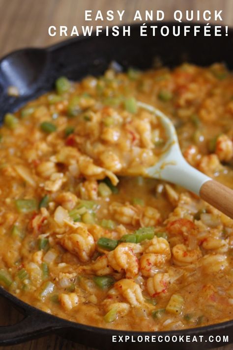 Etoufee Recipe Louisiana Easy, Crayfish Recipes Easy, Creamy Crawfish Etoufee, Crawfish Etouffee Recipe Easy, Crawfish Etoufee Recipe Louisiana Easy, Crawfish Etoufee Cream Of Mushroom, Cajun Crawfish Etoufee, Steamed Crawfish Recipes, Crayfish Etouffee Recipe