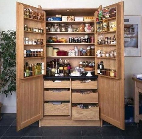 11+ Astounding Freestanding Pantry Cabinet with Pull Out Shelves for Your Kitchen | Home Interiors Freestanding Pantry, Tall Kitchen Pantry Cabinet, Kitchen Standing Cabinet, Kitchen Pantry Furniture, Free Standing Kitchen, Pantry Cabinet Free Standing, Free Standing Kitchen Pantry, Free Standing Kitchen Cabinets, Kitchen Pantry Cupboard