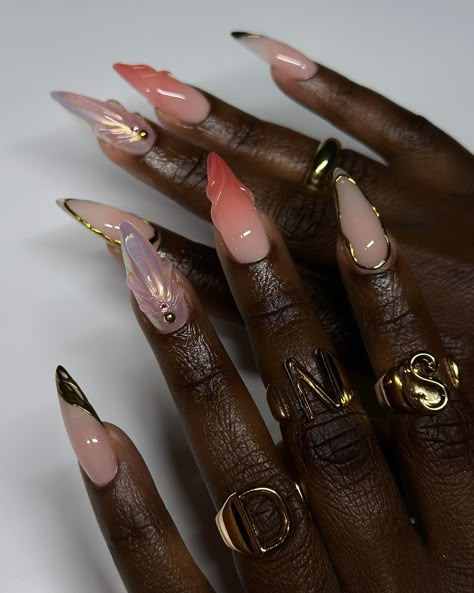 Happy Caturday!!😘😘😘🥳😇 #dovenailsbysharon #gelx #apresgelx Candy Gel Nails, Dope Nail Designs Almond, Elaborate Nail Art, Aphrodite Nails, Black And Gold Nail Designs, Nails New Year, Pink Gold Nails, New Years Nail, Jordan Year