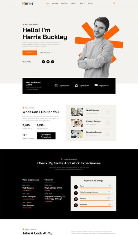 Web Development Portfolio Website, Personal Portfolio Website Templates, Web Design For Portfolio, Portfolio Website Ui Design, Personal Portfolio Website Design Layout, Personal Website Ideas, Landing Page Portfolio Design, Personal Landing Page, Personal Web Design