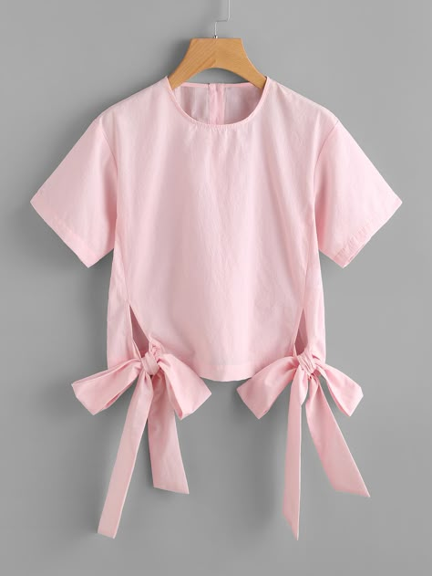 Diy Kids Shirts, Blouse Tops Designs, Trendy Sewing, Fancy Tops, Fashion Tops Blouse, Trendy Fashion Tops, Clothes Diy, Hem Blouse, Stylish Dresses For Girls