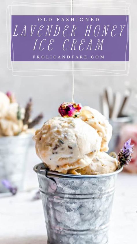 Lavender Honey Ice Cream Recipe, Honey Lavender Ice Cream, Lavender Dessert, Lavender Honey Ice Cream, Unique Ice Cream Flavors, Ice Cream Recipes Machine, Custard Ice Cream, Honey Ice Cream, Lavender Ice Cream